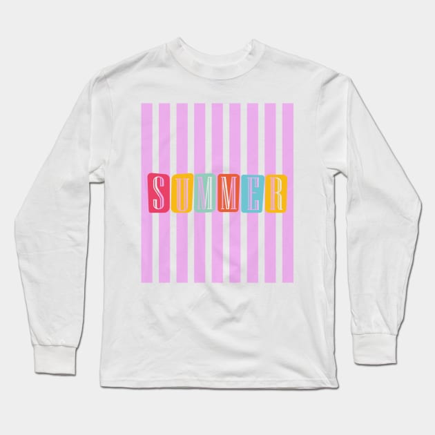 Summer - Pink Stripes on - Long Sleeve T-Shirt by Peter the T-Shirt Dude